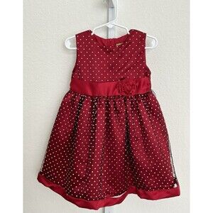 Penelope Mack LTD Red and‎ White Polka Dot Party  Sleeveless Dress Girls 3T